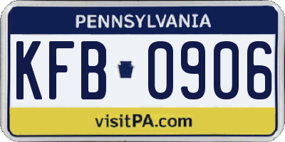 PA license plate KFB0906