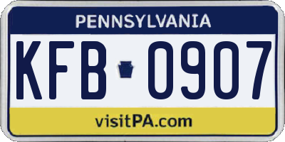 PA license plate KFB0907