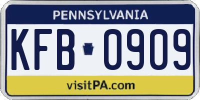 PA license plate KFB0909