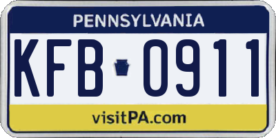 PA license plate KFB0911