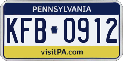 PA license plate KFB0912