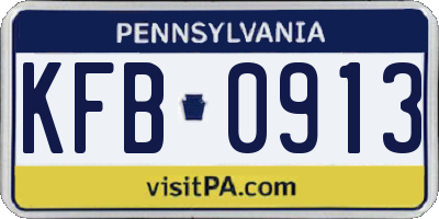 PA license plate KFB0913