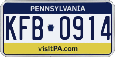 PA license plate KFB0914