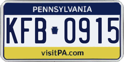 PA license plate KFB0915