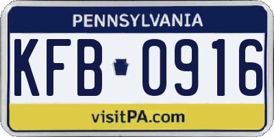 PA license plate KFB0916