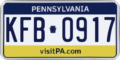 PA license plate KFB0917