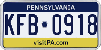 PA license plate KFB0918