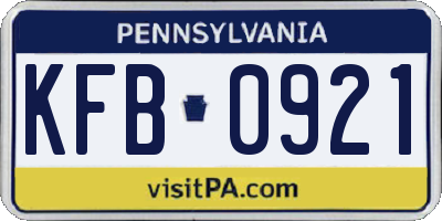 PA license plate KFB0921