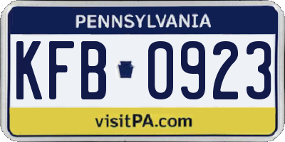 PA license plate KFB0923