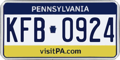 PA license plate KFB0924
