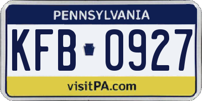 PA license plate KFB0927