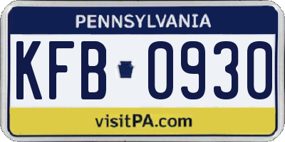 PA license plate KFB0930
