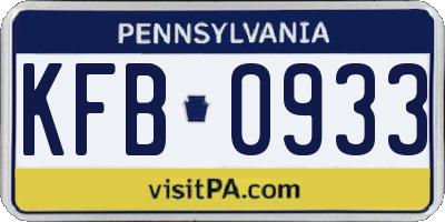 PA license plate KFB0933