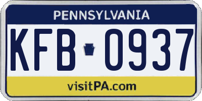 PA license plate KFB0937