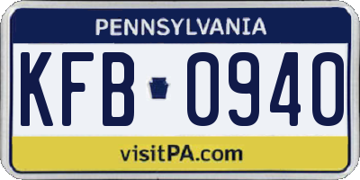 PA license plate KFB0940