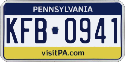 PA license plate KFB0941