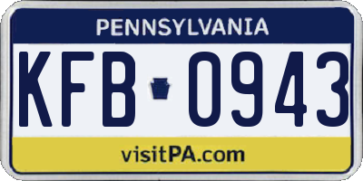 PA license plate KFB0943