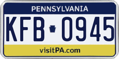 PA license plate KFB0945