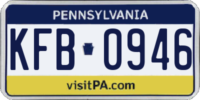 PA license plate KFB0946