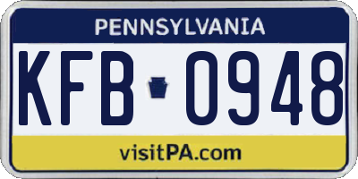 PA license plate KFB0948