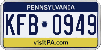PA license plate KFB0949