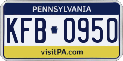 PA license plate KFB0950