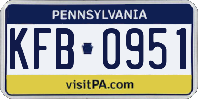 PA license plate KFB0951