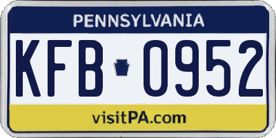 PA license plate KFB0952