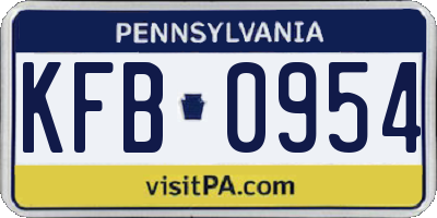 PA license plate KFB0954
