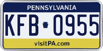 PA license plate KFB0955