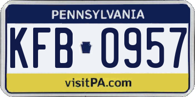 PA license plate KFB0957