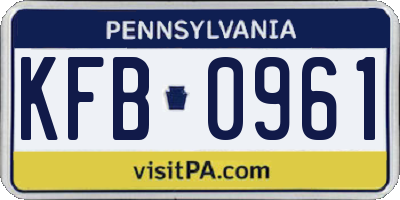 PA license plate KFB0961