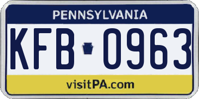 PA license plate KFB0963