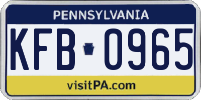 PA license plate KFB0965