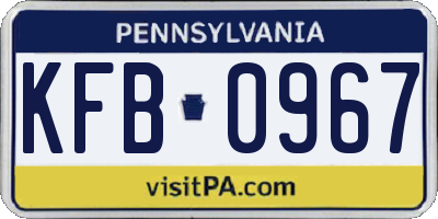 PA license plate KFB0967