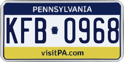 PA license plate KFB0968