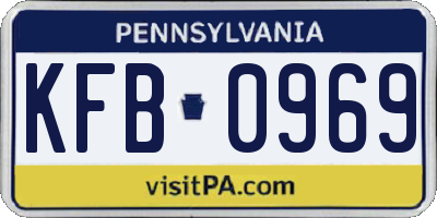 PA license plate KFB0969
