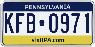 PA license plate KFB0971