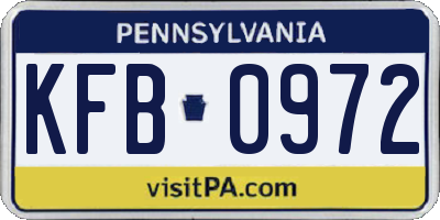 PA license plate KFB0972
