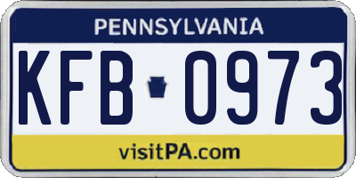 PA license plate KFB0973