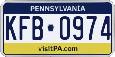 PA license plate KFB0974