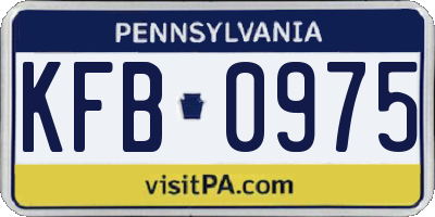 PA license plate KFB0975