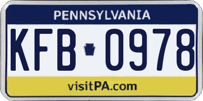 PA license plate KFB0978