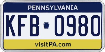 PA license plate KFB0980