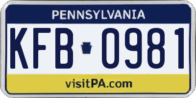 PA license plate KFB0981