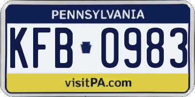 PA license plate KFB0983