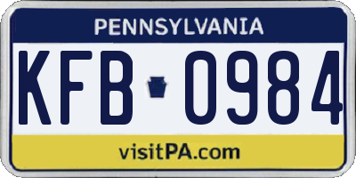 PA license plate KFB0984