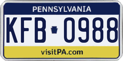 PA license plate KFB0988