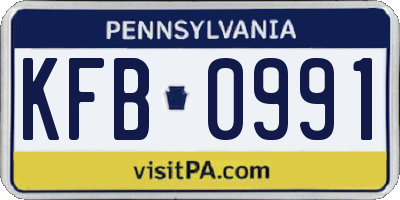 PA license plate KFB0991