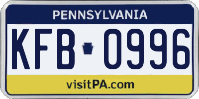 PA license plate KFB0996
